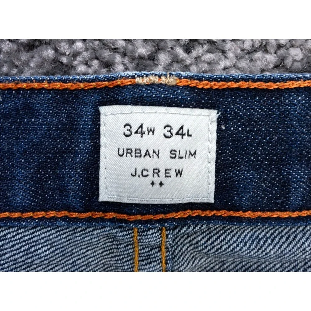 J Crew Jeans Mens 36x34 (Tag 34x34) Blue Urban Slim Cotton Distressed Denim City